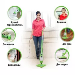 Паровая швабра H2O Steam MOP X5 - 5 в 1, 1300 Вт, 3 насадки из микрофибры, длина кабеля 3 м thumbnail