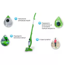 Паровая швабра H2O Steam MOP X5 - 5 в 1, 1300 Вт, 3 насадки из микрофибры, длина кабеля 3 м thumbnail