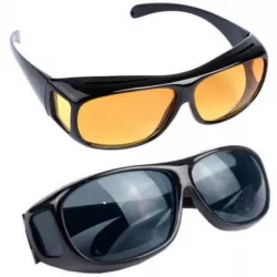 Антибликовые очки водителя HD Vision Wrap Arounds - 2 пары: темно-серые для дня, желтые для ночи, защита от бликов thumbnail