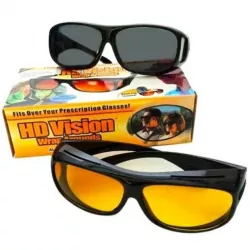 Антибликовые очки водителя HD Vision Wrap Arounds - 2 пары: темно-серые для дня, желтые для ночи, защита от бликов thumbnail