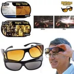 Антибликовые очки водителя HD Vision Wrap Arounds - 2 пары: темно-серые для дня, желтые для ночи, защита от бликов thumbnail
