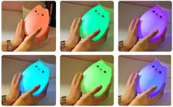 Сенсорный силиконовый LED светильник-ночник Котик - двойной режим света, 7-цветная смена, материал ABS+силикон thumbnail