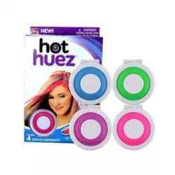 Цветные мелки для волос Hot Huez - 4 цвета: синий, зеленый, малиновый, фиолетовый, многоразовое окрашивание для всех типов волос, 100 г thumbnail