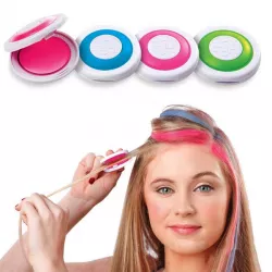 Цветные мелки для волос Hot Huez - 4 цвета: синий, зеленый, малиновый, фиолетовый, многоразовое окрашивание для всех типов волос, 100 г thumbnail