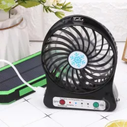Портативный мини вентилятор с аккумулятором - 3 скорости, LED-фонарик, USB зарядка, 4 лопасти thumbnail