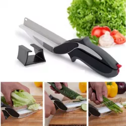 Умные ножницы Clever Cutter 2 в 1 - нержавеющая сталь, встроенная разделочная доска, длина 25 см thumbnail