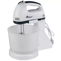Ручной миксер с чашей Domotec MS-1366 - 7 скоростей, 200W, 2л чаша, наклон 45°, пластик, белый thumbnail