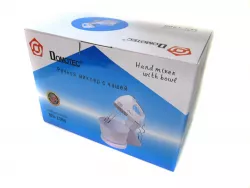 Ручной миксер с чашей Domotec MS-1366 - 7 скоростей, 200W, 2л чаша, наклон 45°, пластик, белый thumbnail