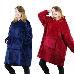 Толстовка-плед Huggle Hoodie с капюшоном - Универсальный размер, двусторонняя, искусственный мех, машинная стирка thumbnail