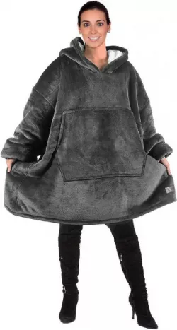 Толстовка-плед Huggle Hoodie с капюшоном - Универсальный размер, двусторонняя, искусственный мех, машинная стирка thumbnail