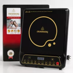 Индукционная плита Crownberg CB 1323 - 2000 Вт, 1 конфорка, сенсорное управление, черная стеклокерамика, тайме thumbnail