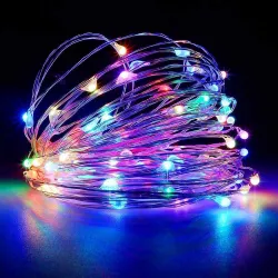 Новорічна гірлянда мідний дріт 100 LED - 10м, RGB, 220V, блок живлення 5В thumbnail