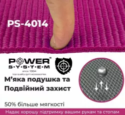 Коврик для йоги Power System Fitness - 173x61 см, нескользящий, экологичный, с ремешком для переноски thumbnail