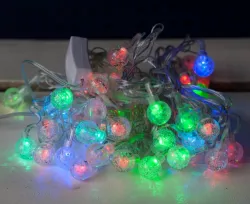 Новогодняя светодиодная гирлянда 40LED - 5м, диаметр 18мм, RG/RB, черный провод, уличная thumbnail