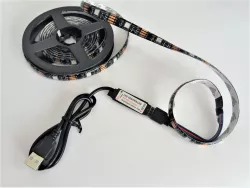 Лента светодиодная RGB 5050 - 2м, USB, пульт управления, влагостойкая, черная основа thumbnail