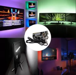 Лента светодиодная RGB 5050 - 2м, USB, пульт управления, влагостойкая, черная основа thumbnail