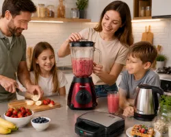 Блендер Domotec MS-6611 - 850W, 4 скорости, стеклянная чаша 1.5 л, насадка-кофемолка thumbnail