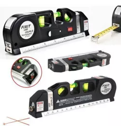 Лазерный уровень FIXIT Laser Level Pro 3 - 4в1, встроенная рулетка 2.5 м, 3 лазерных режима, компактный, для дома и строительства thumbnail