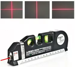 Лазерный уровень FIXIT Laser Level Pro 3 - 4в1, встроенная рулетка 2.5 м, 3 лазерных режима, компактный, для дома и строительства thumbnail