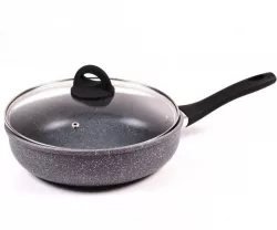 Сковорода с крышкой Benson BN-492 - 26 см, мраморное покрытие, для всех плит, индукционная thumbnail