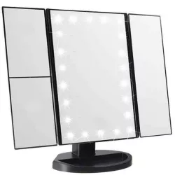 Тройное зеркало для макияжа с LED-подсветкой - увеличительное, сенсорное управление, компактное thumbnail