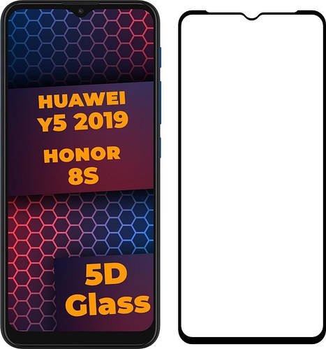 5D скло Huawei Y5 2019 / Honor 8S (Захисне Full Glue) Black