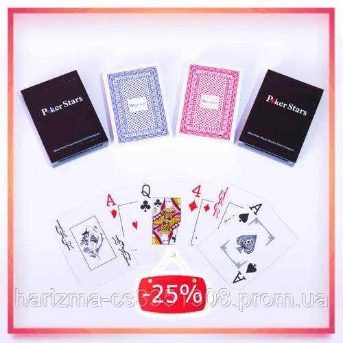 Гральні карти для покера з пластику високої якості Poker Stars 54 штуки