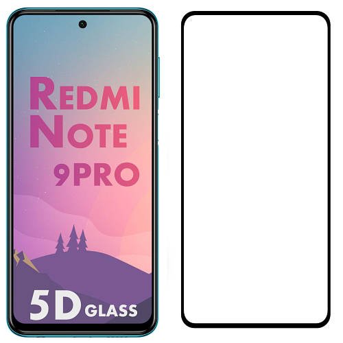 5D скло Xiaomi Redmi Note 9 Pro (Захисне Full Glue) Black