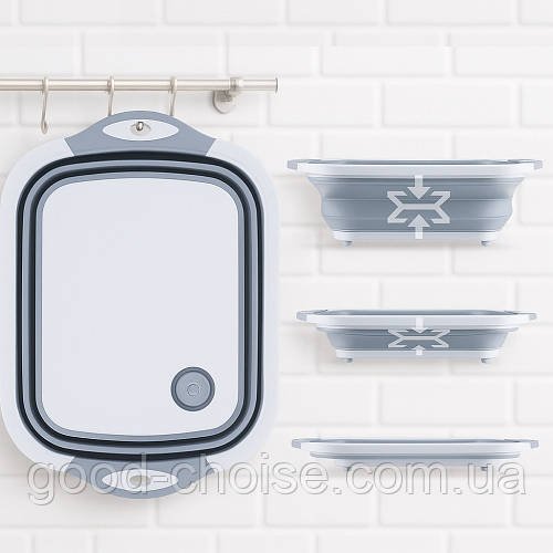 Складана дошка обробна Chopping Board 2 в 1, Біло-сіра / Дошка миска / Дошка кухонна