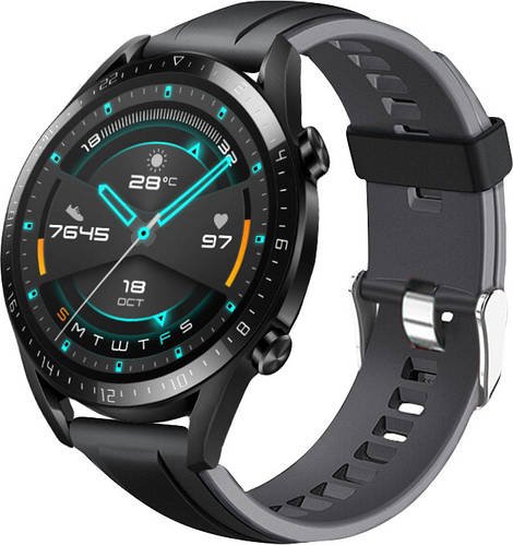 Ремінець Coholl для годин Huawei Watch GT / GT2 (22мм) Black-Grey
