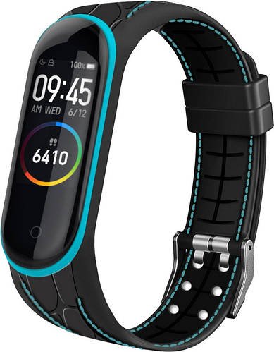 Силіконовий ремінець Cobra для Mi Band 5 Black Blue