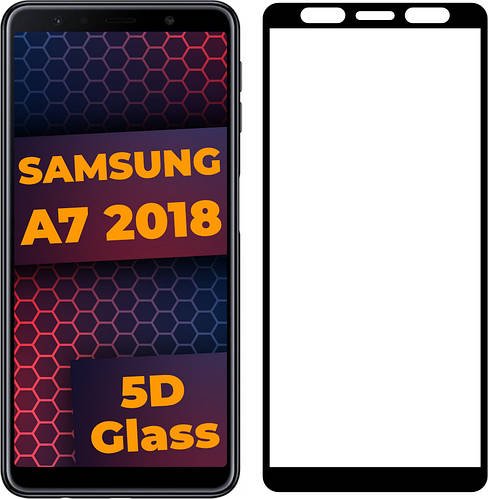 5D скло Samsung Galaxy A7 2018 A750 (Захисне Full Glue) Black Black