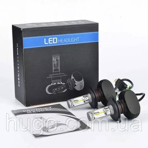 Комплект LED ламп S1 H4, 2 шт / Світлодіодні лампи HeadLight / Лампи у фари