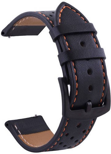 Шкіряний ремінець для годинника Classico (22мм) Black Orange