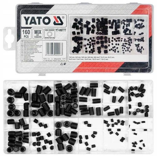 Гвинти DIN913 M3;M4;M5;M6;M8;M10 Набір 160 шт Настановних Болтів YATO