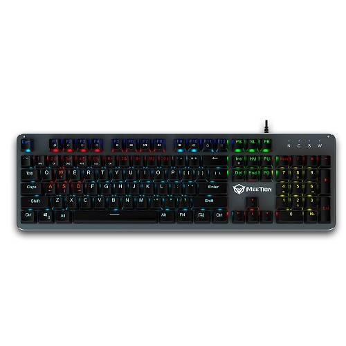Ігрова клавіатура USB механічна провідна Blue Switch з керованою RGB LED підсвічуванням Meetion MK007 UA EN