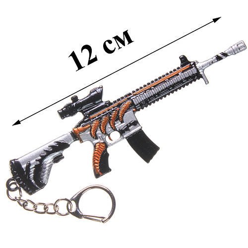 Брелок сувенир металлический M416 топовая эмка со скином 12 см оружие аксессуары из пабга pubg mobile