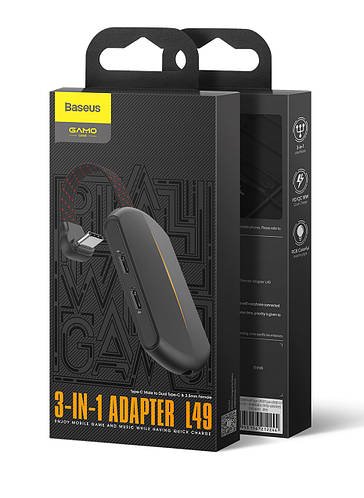 Адаптер type з перехідник тайпсі сплітер на 3.5 для навушників android adapter spliter Baseus L49 Type-c