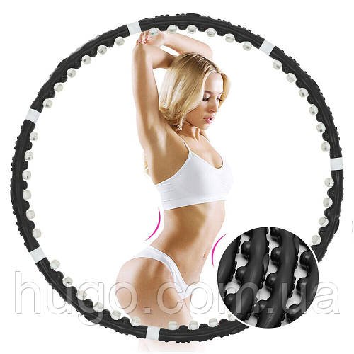 Масажний спортивний обруч хула-хуп Massaging Hoop Exerciser / Обруч для талії з масажними роликами