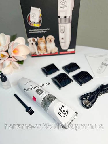 Професійна машинка для стриження собак і котів Geemy GM-634 4 насадки керамічні ножі