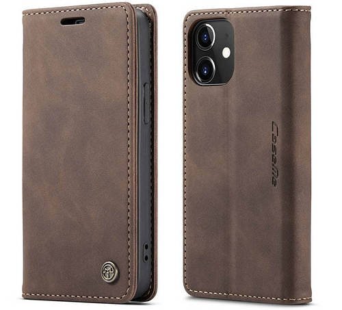 Чохол книжка з магнітом iPhone 12 CaseMe Dark Brown