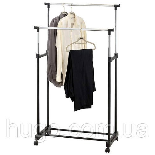 Подвійна вішалка Double Pole 130x65x32 / Підлогова стійка - вішалка телескопічна