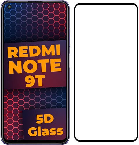 5D скло Xiaomi Redmi Note 9T (Захисне Full Glue) Black