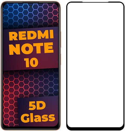 5D скло Xiaomi Redmi Note 10 (Захисне Full Glue) Black