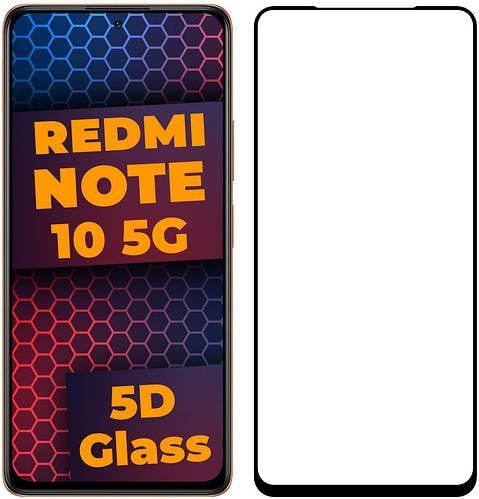 5D скло Xiaomi Redmi Note 10 5G (Захисне Full Glue) Black