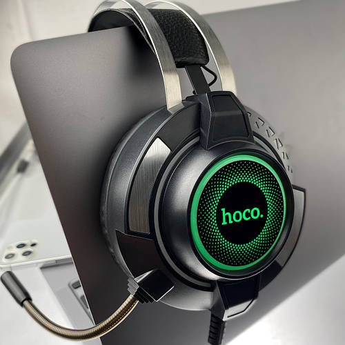 Ігрові навушники HOCO ESD 06 дротові з підсвічуванням мікрофоном гарнітура для пк комп'ютера, ноутбука