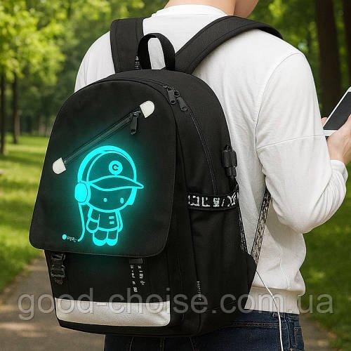 Шкільний рюкзак з USB, (46х30х15 см) / Світловідбиваючий рюкзак для школяра на 5-11 клас / Підлітковий рюкзак