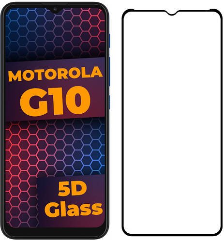 5D скло Motorola G10 (Захисне Full Glue) Black