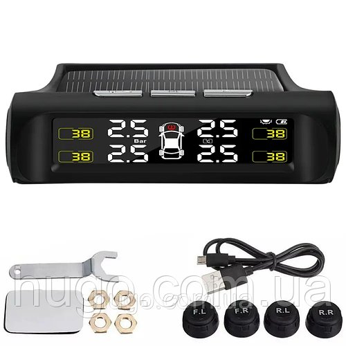 Система контролю тиску в шинах TPMS + SOLAR із сонячною панеллю / Датчик тиску в шинах авто з дисплеєм