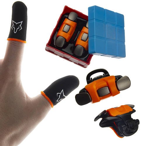 Комплект 4в1 ігрові напальчники Sarafox v1 тригери курки Coloured жовтогарячі для PUBG Call Of Duty Standoff 2